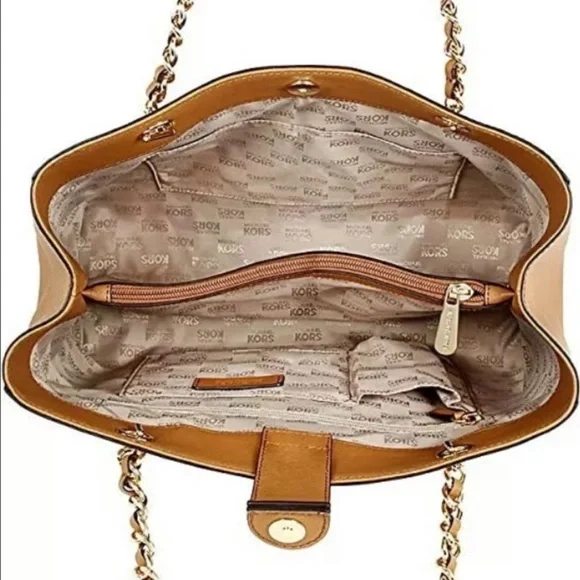 Michael Kors Susannah Large Leather Tote Bag — Luggage Brown - Picture 14 of 14